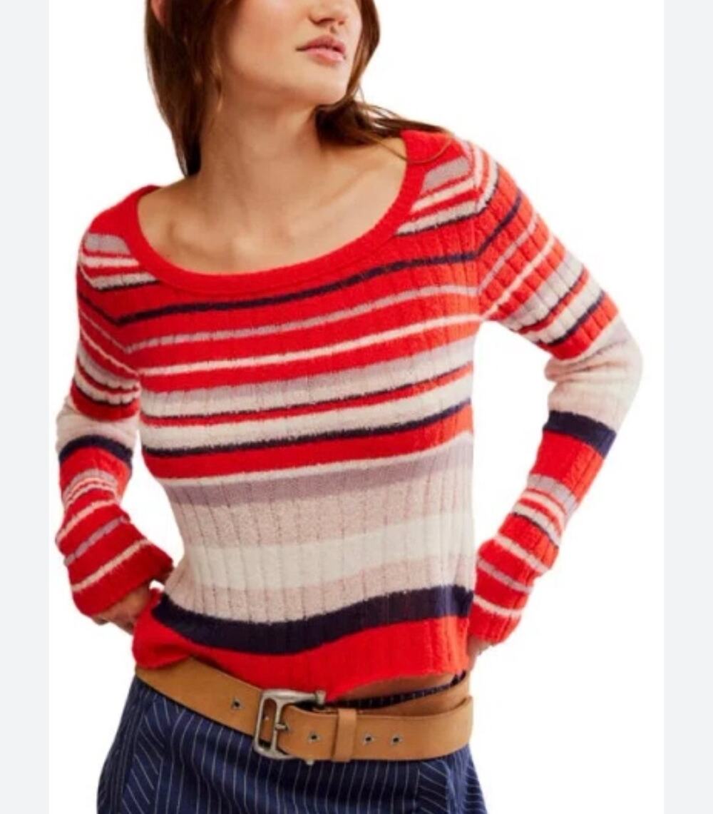 Free‎ People Lumen Stripe Pullover in Heart Eyes Combo Small